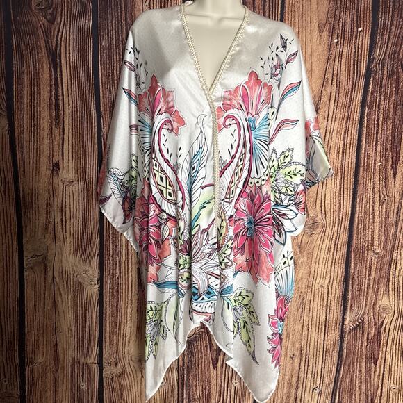 Peck & Peck Womens Floral Kimono Jacket Cover-Up Small/Medium Paisley - Picture 1 of 9